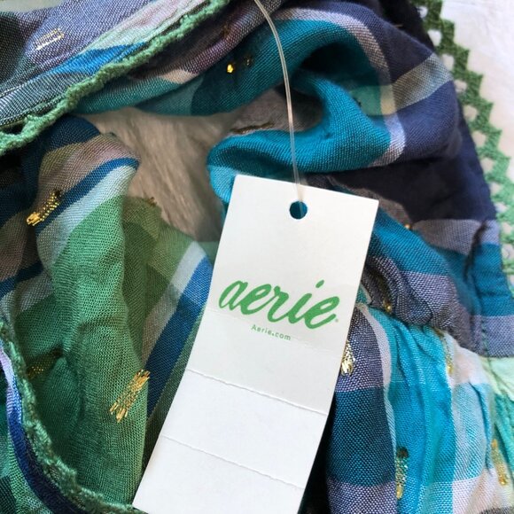 Aerie Women's Plaid Peplum Cropped Tank Top Size Large Multicolor NWT‎ - Picture 2 of 11